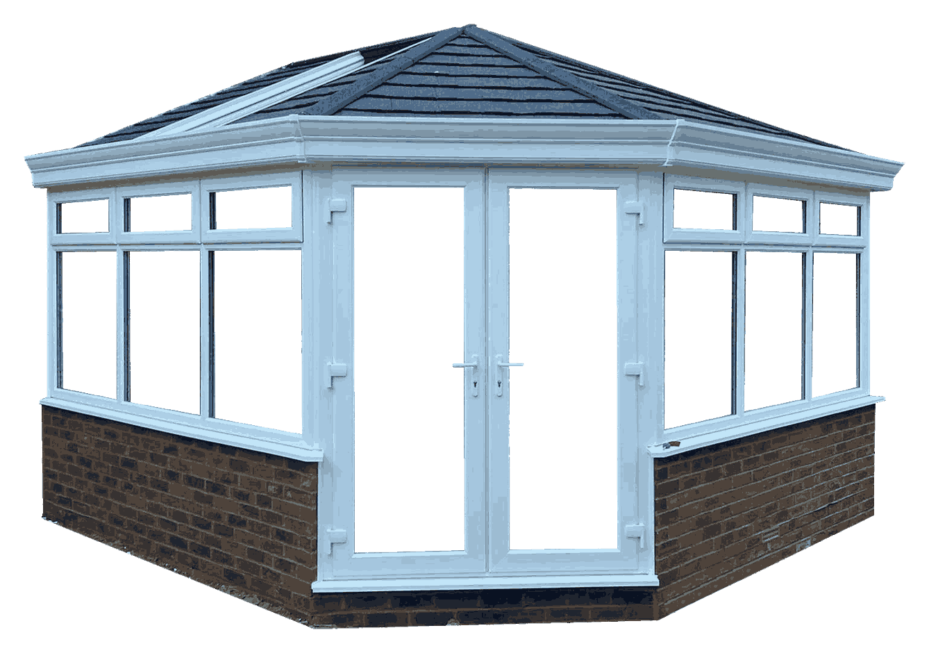 365 warm roof white conservatory brick dwarf wall